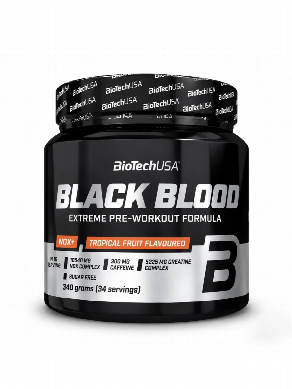 BLACK BLOOD PRE-WORKOUT DRINK POWDER TROPICAL FRUIT FLAVOURED 340 grams